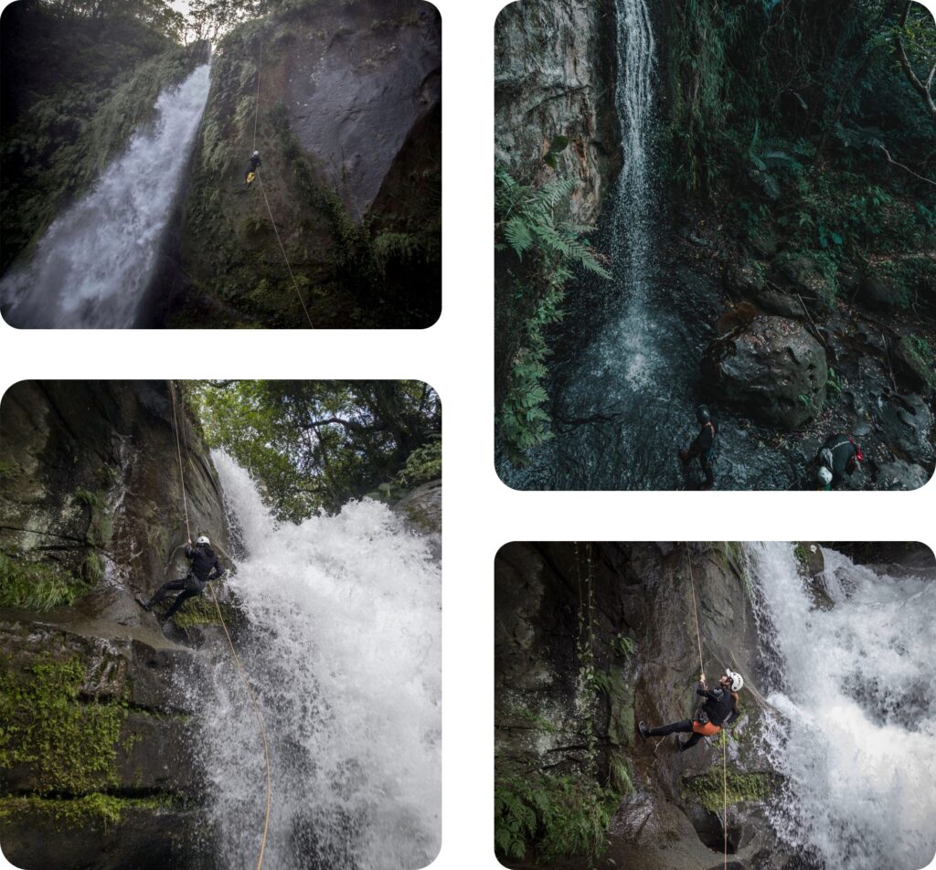 Collage of high water falls in Taiwan in Bavarian Valley