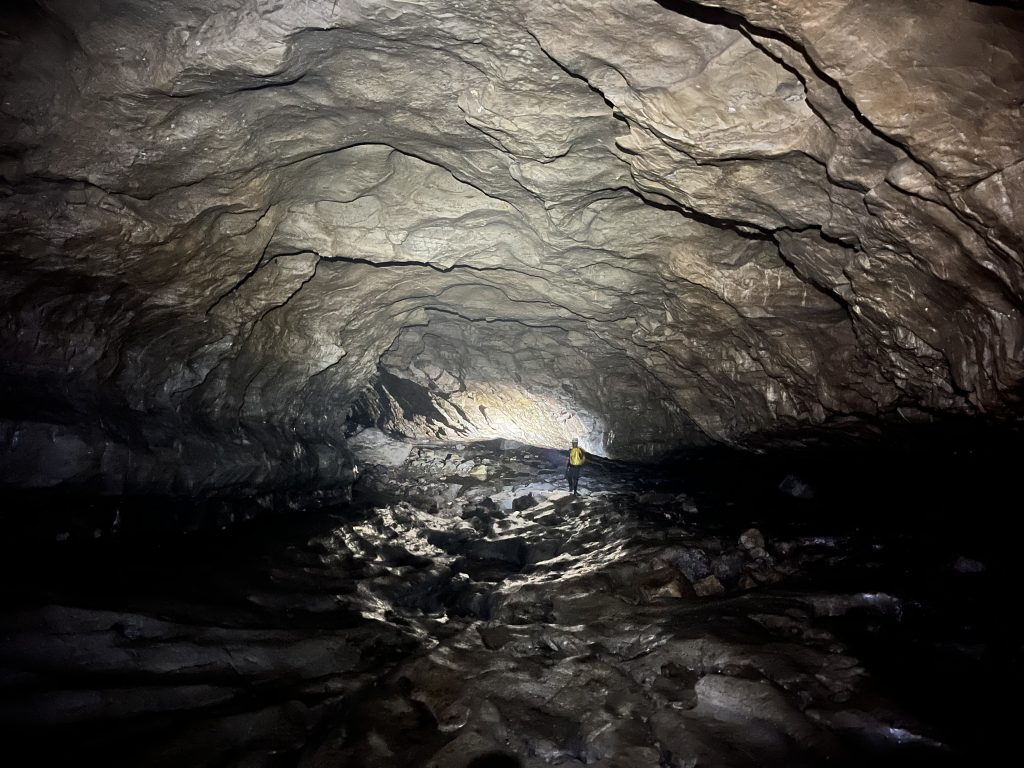 Caving in a deep cave in Hubei, China.